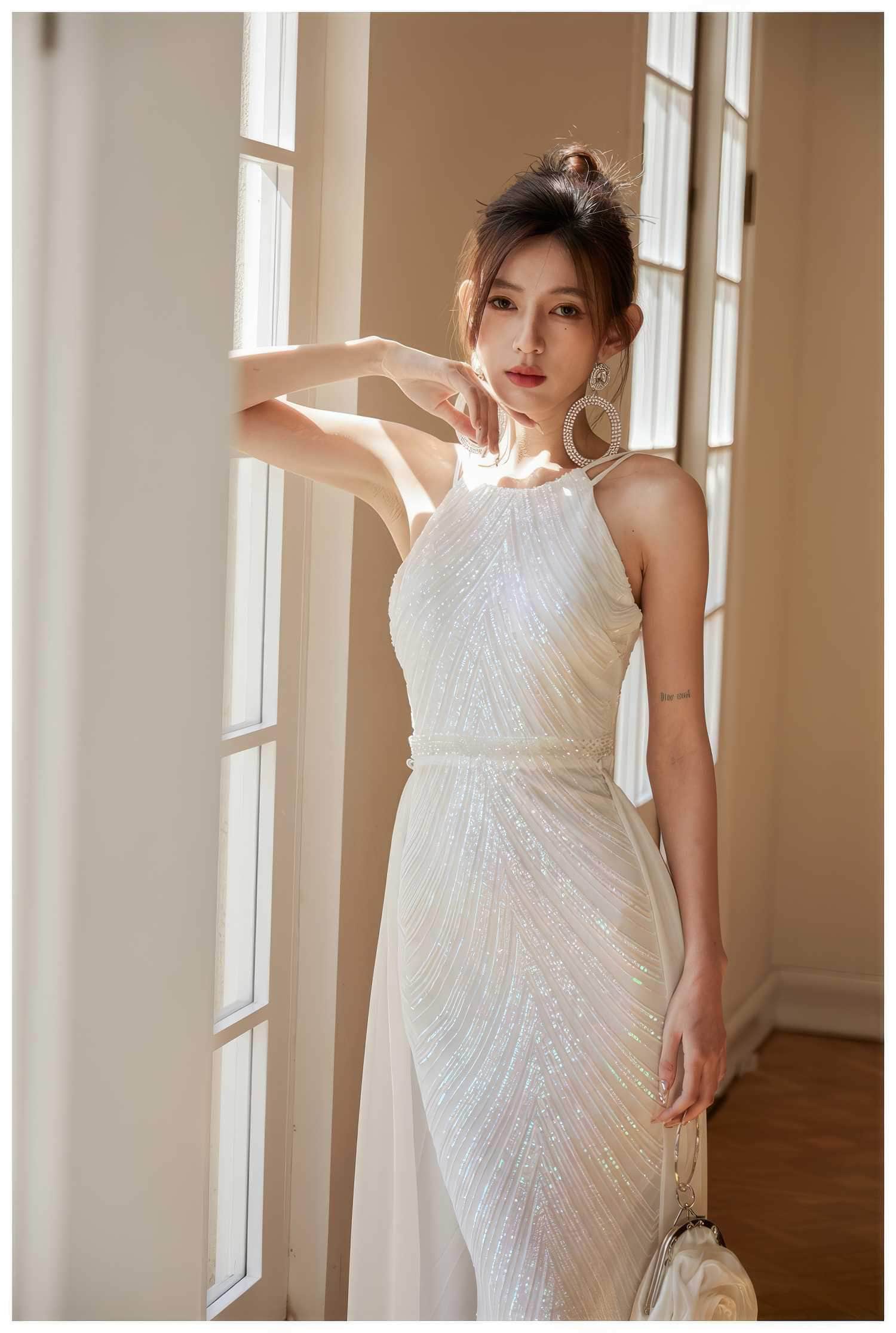 Sequin Detailed Glistening Mermaid Bridal Dress