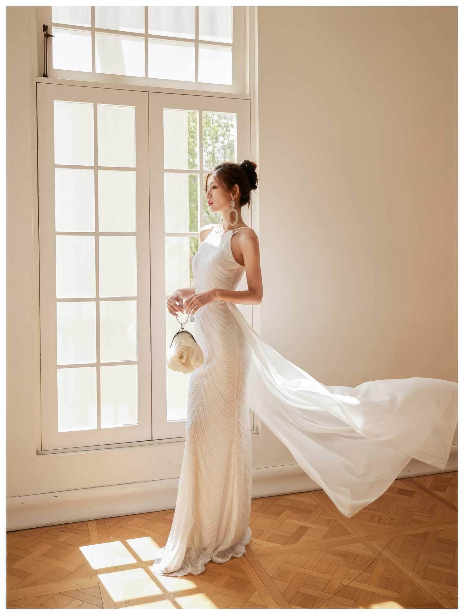 Sequin Detailed Glistening Mermaid Bridal Dress