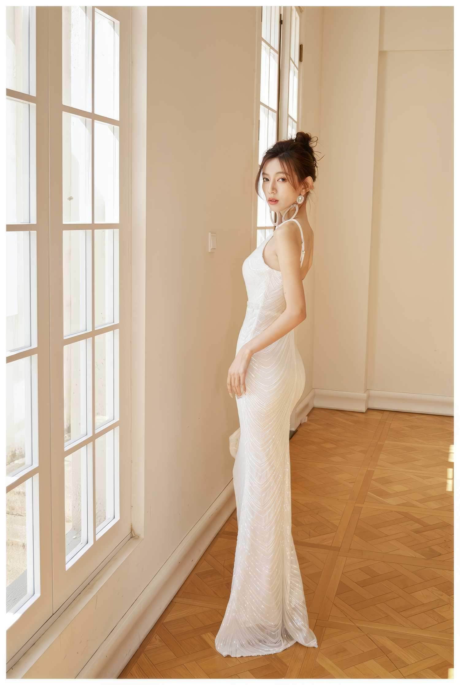 Sequin Detailed Glistening Mermaid Bridal Dress