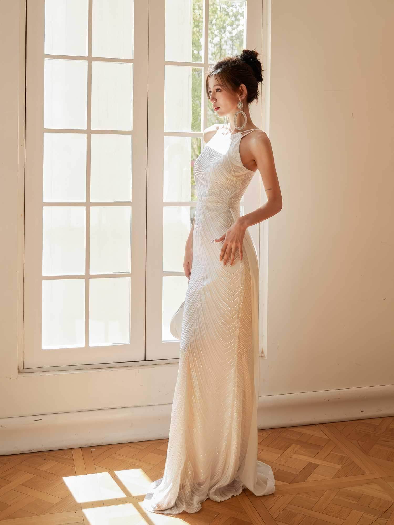 Sequin Detailed Glistening Mermaid Bridal Dress
