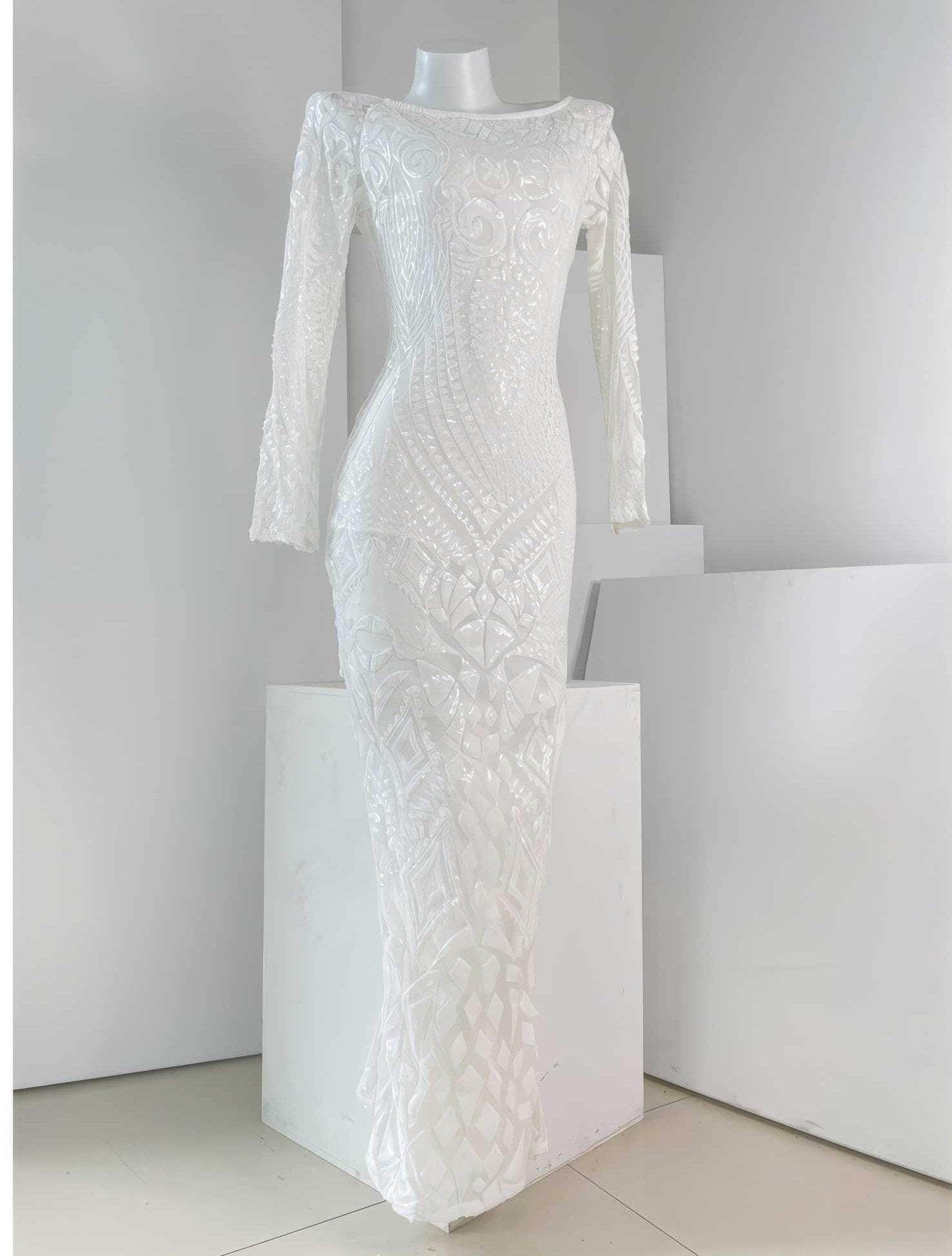 Sequin Embroidered Longsleeve Mermaid Dress