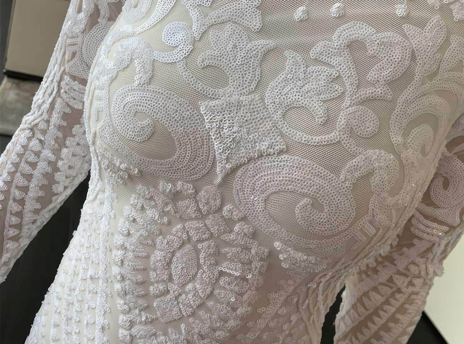 Sequin Embroidered Longsleeve Mermaid Dress