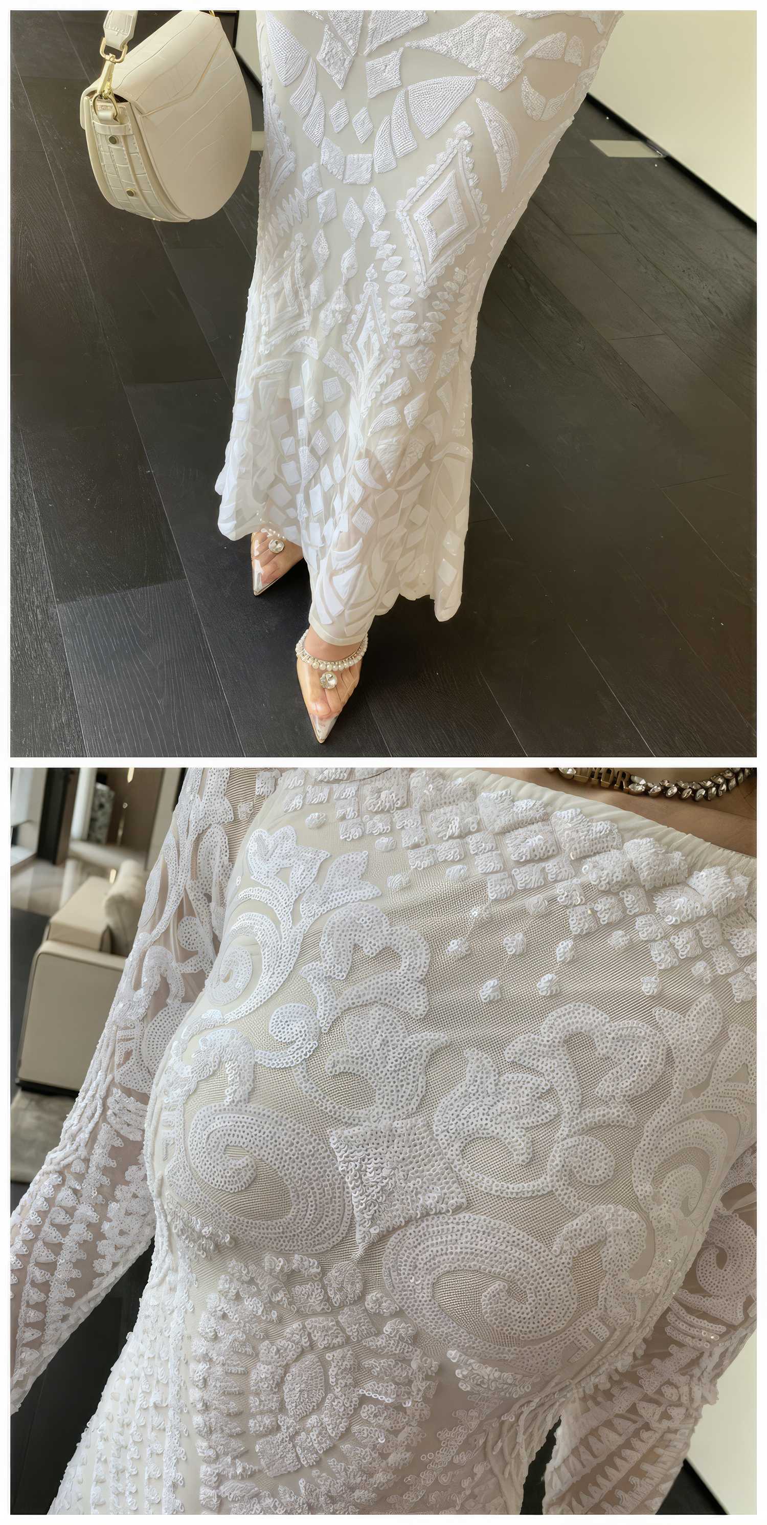 Sequin Embroidered Longsleeve Mermaid Dress
