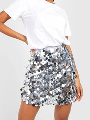 Sequin Mini Skirt Silver / S