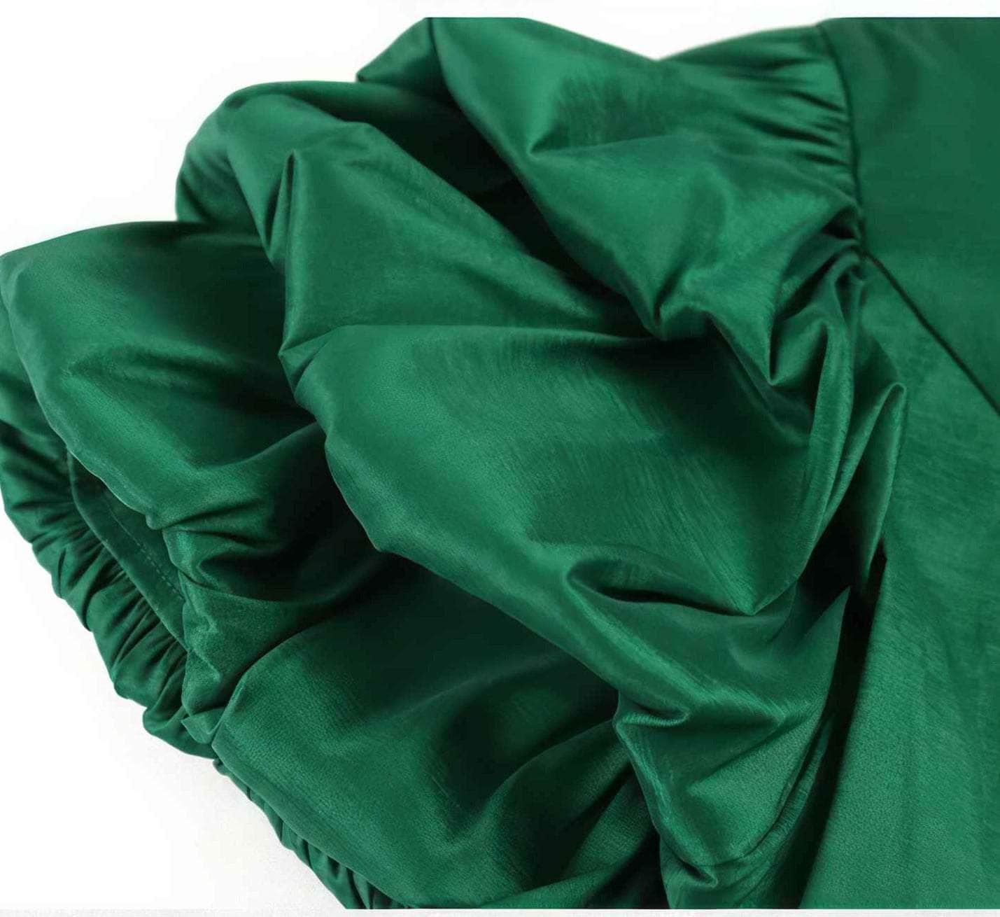 Sheer Mesh Overlay Bouffant Sleeve Satin Dress