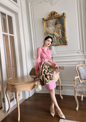 Sheer Sleeves Double Button Blazer Dress