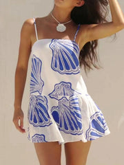 Shell Print Sleeveless Summer Mini Dress