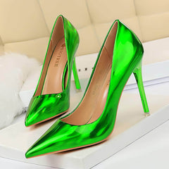 Shimmery Holographic Stiletto Pump Heels EU 33 / Green / 10.5CM
