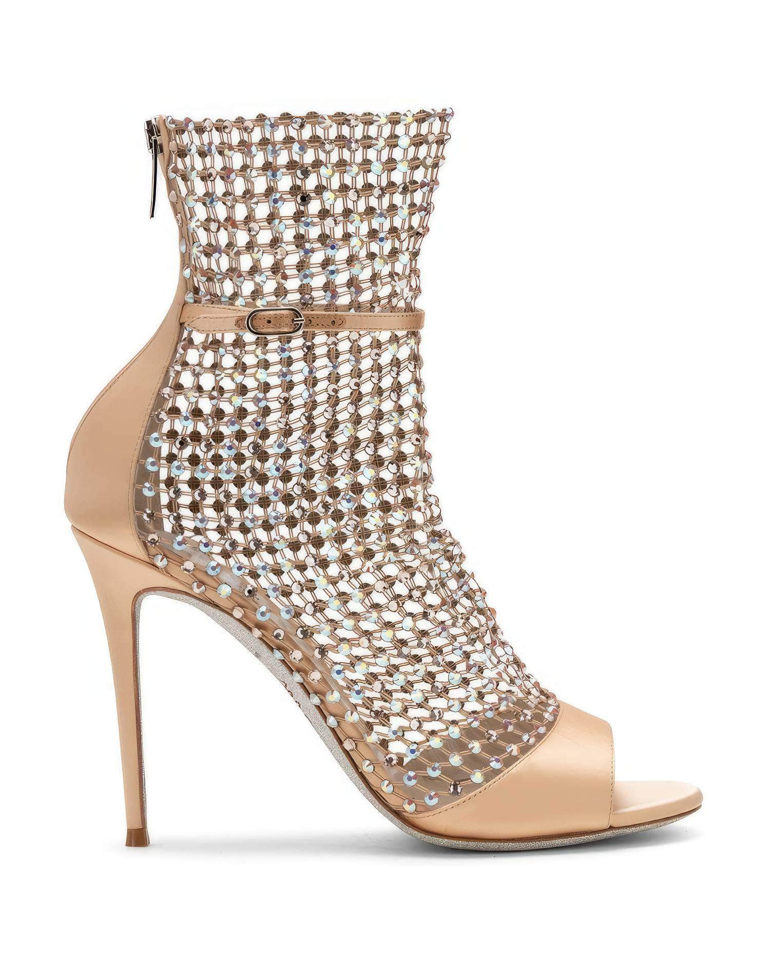 Shining Rhinestone Ankle Boots Heels EU 33 / Gold / 7.5CM