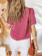 Short Sleeve Round Neck Knit Top