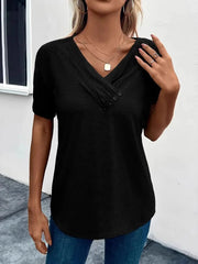 Short Sleeve V-Neck Ruched T-Shirt