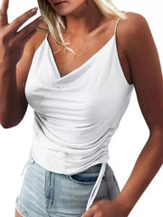 Side Drawstring Ruched Cami White / S