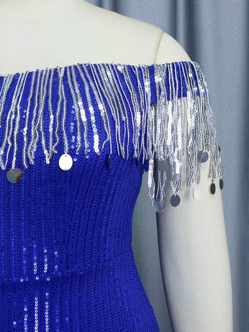 Silver Tassel Sequin Slim Fit Dress