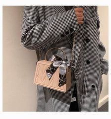 Sleek Box Crossbody Bag with Silk Ribbon Accent