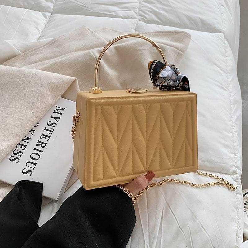 Sleek Box Crossbody Bag with Silk Ribbon Accent Yellow / Elysian