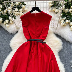 Sleeveless Cap Sleeves V-Neck Midi Dress