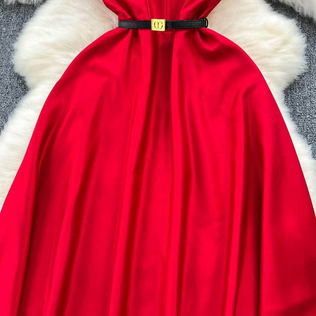 Sleeveless Cap Sleeves V-Neck Midi Dress