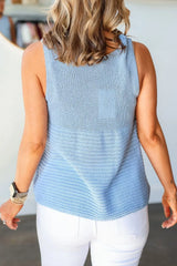 Sleeveless Knit Tank Top with Textured Pattern