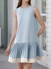 Sleeveless Pleated Hem Dress