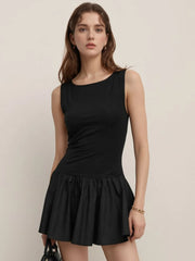 Sleeveless Ruched Mini Tank Dress Black / S
