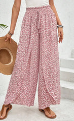 Slit Printed Wide leg Pants Blush Pink / S