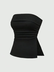 Slit Ruched Tube Top