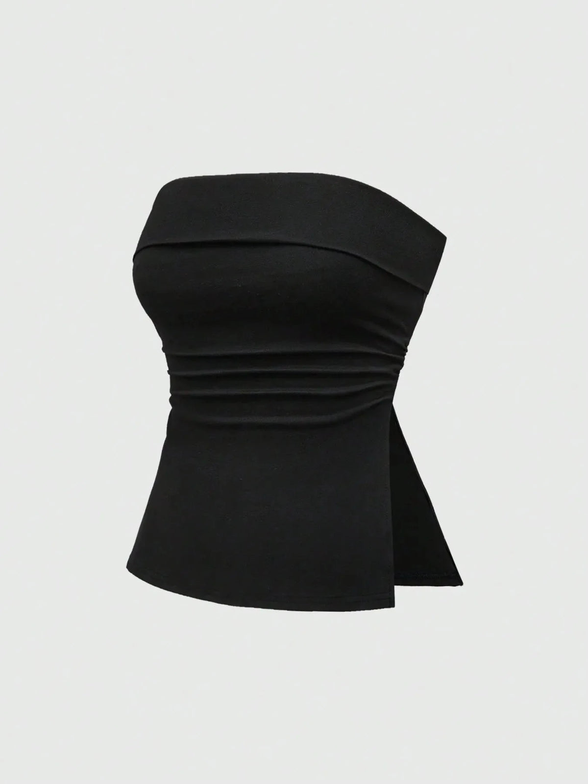 Slit Ruched Tube Top Black / XS