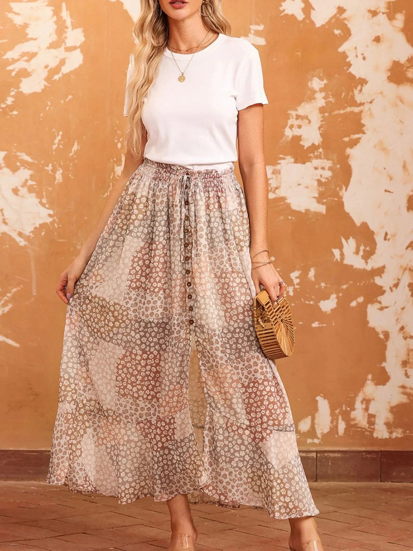 Slit Tiered Maxi Skirt