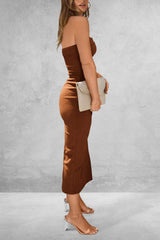 Slit Tube Midi Dress Chestnut / S