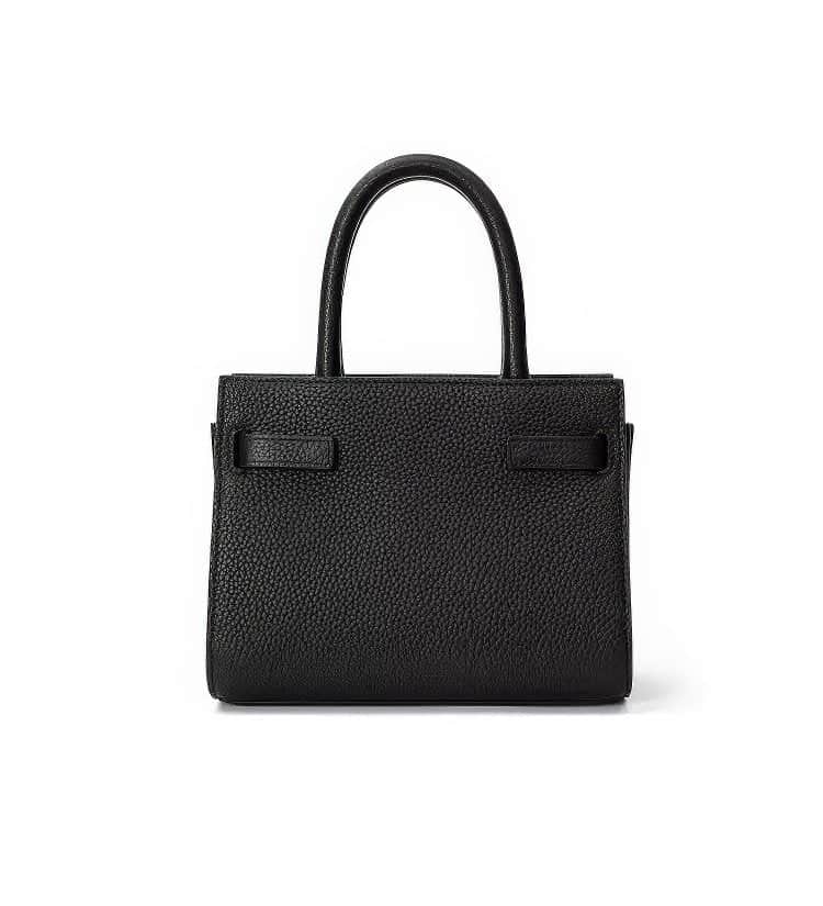 Small Black Top Handle Bag with Unique Silver Tone Hand Clasp Black