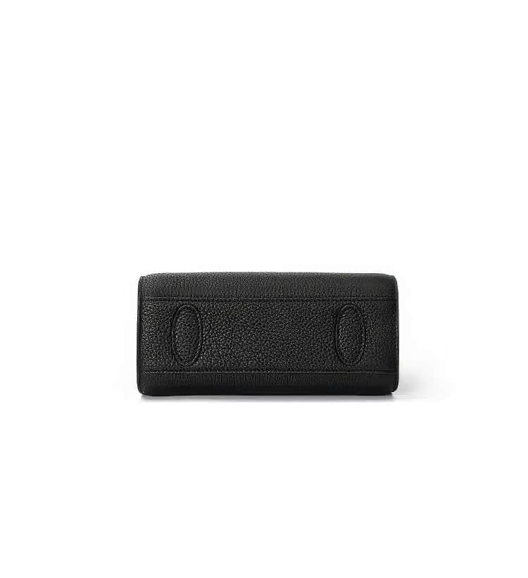Small Black Top Handle Bag with Unique Silver Tone Hand Clasp Black