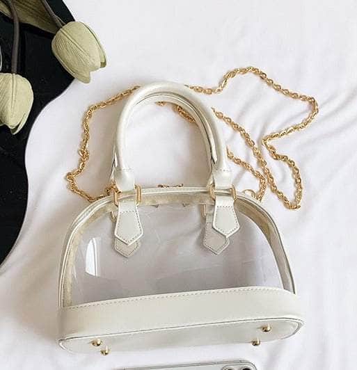 Small Dome Transparent Double Handle Chain Bag