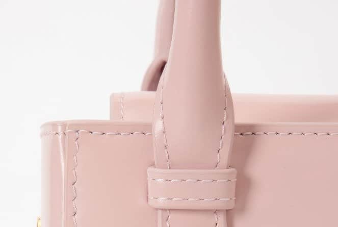 Small Pale Pink Tote Bag with Unique Gold Tone Hand Sculptures Pink
