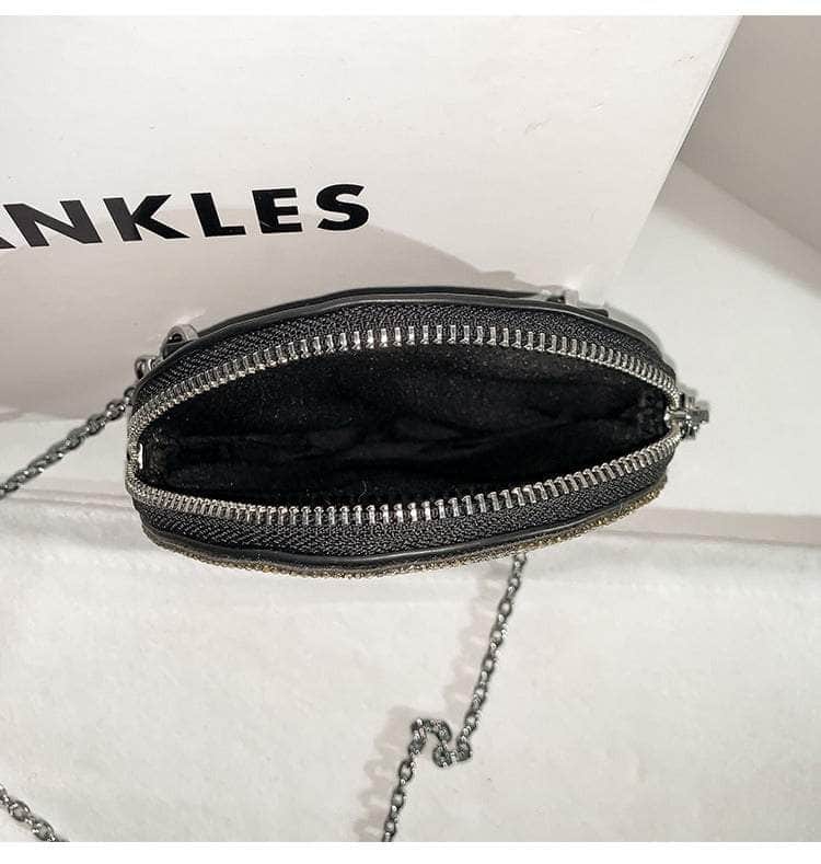 Smiling Chain Crossbody Purse with Rhinestones