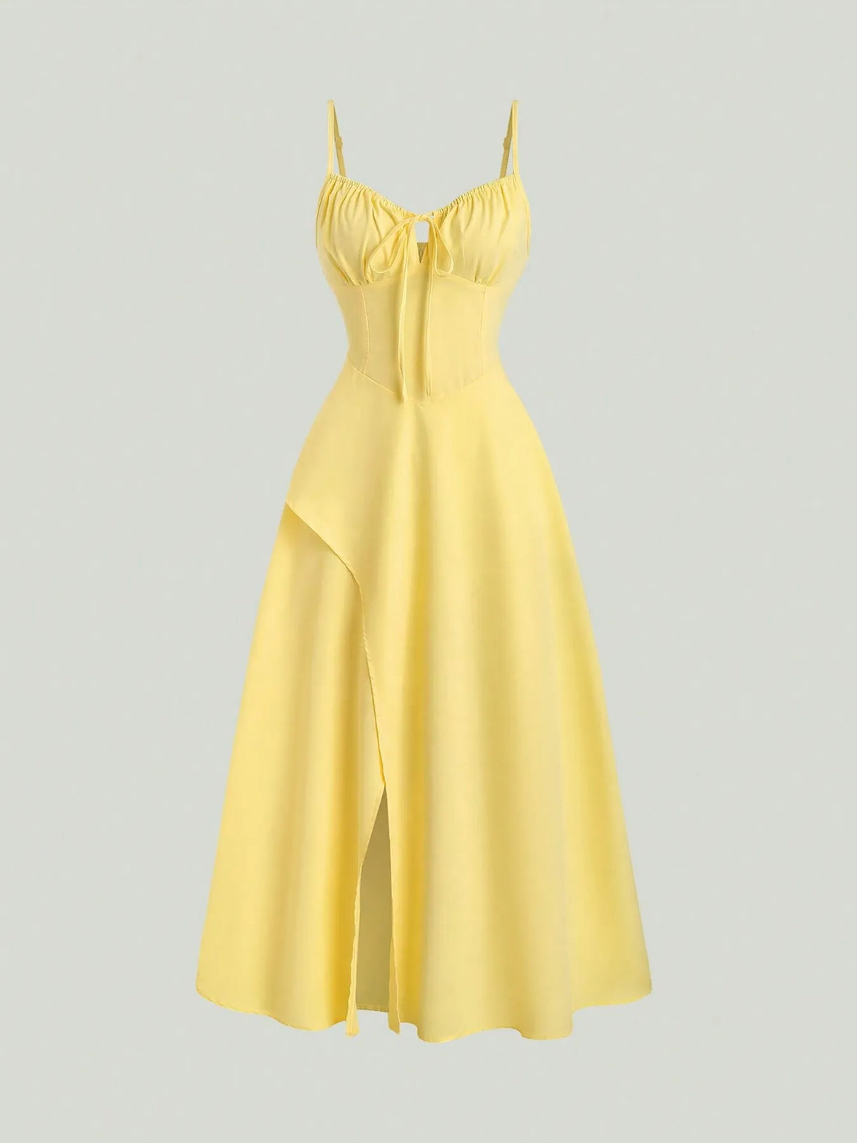 Smocked Back Slit Cami Dress Yellow / XS