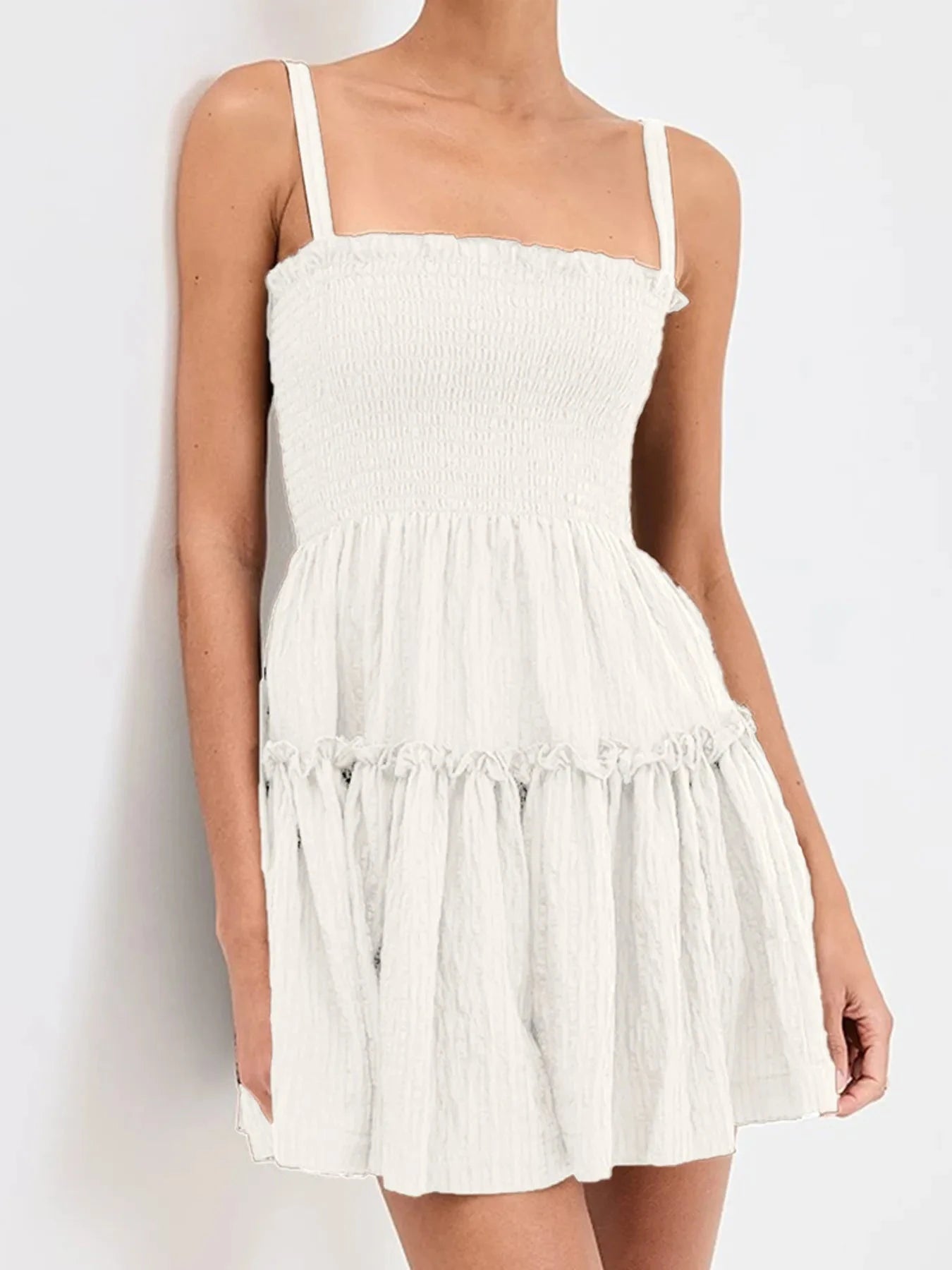 Smocked Frill Cami Mini Dress