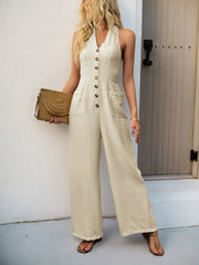 Smocked Halter Neck Jumpsuit