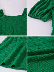 Smocked Puff Sleeve Tiered Dress