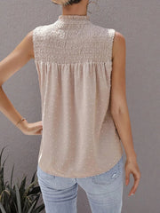 Smocked Swiss Dot Sleeveless Blouse