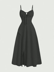 Smocked Tied Front Cami Dress