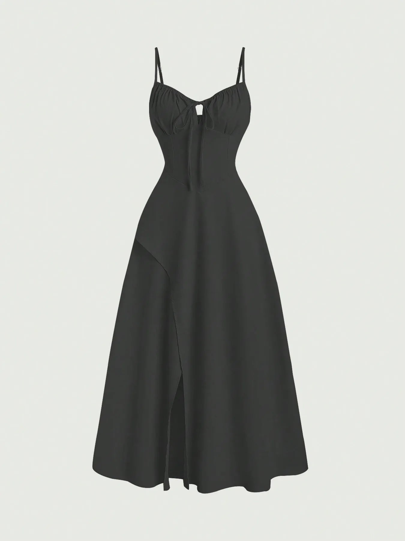 Smocked Tied Front Cami Dress Black / XS