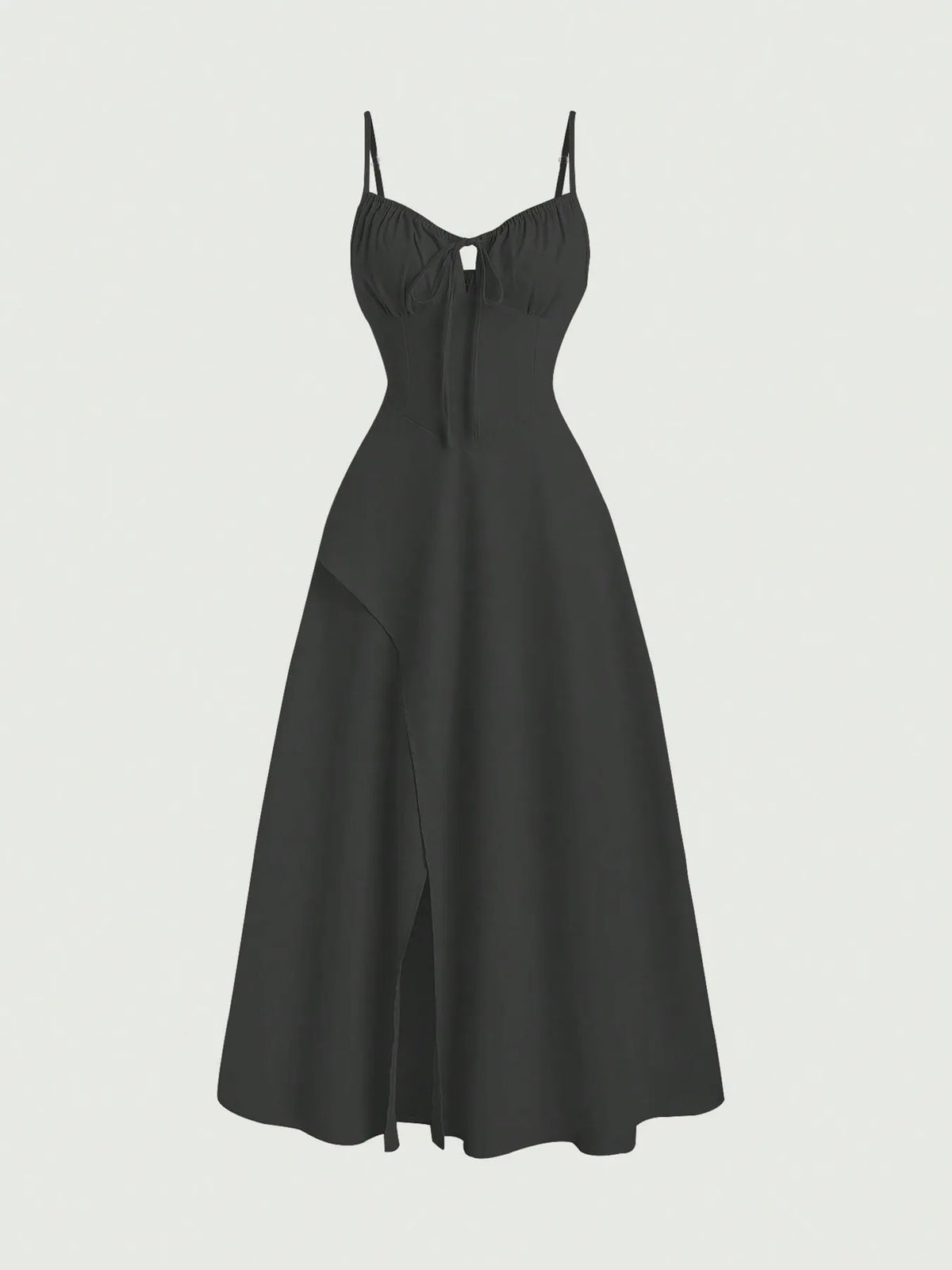 Smocked Tied Front Cami Dress Black / XS