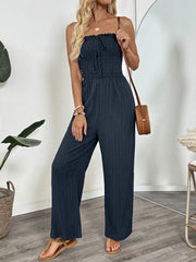 Smocked Tube Wide Leg Jumpsuit