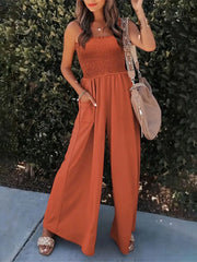 Smocked Wide Leg Jumpsuit Rust / S
