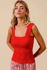 SO ME Floral Jacquard Seamless Tank Top