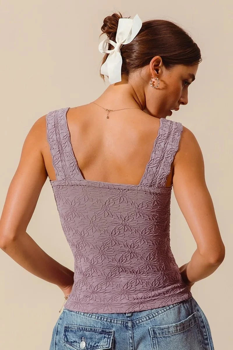 SO ME Floral Jacquard Seamless Tank Top