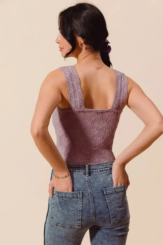 SO ME Floral Jacquard Seamless Tank Top