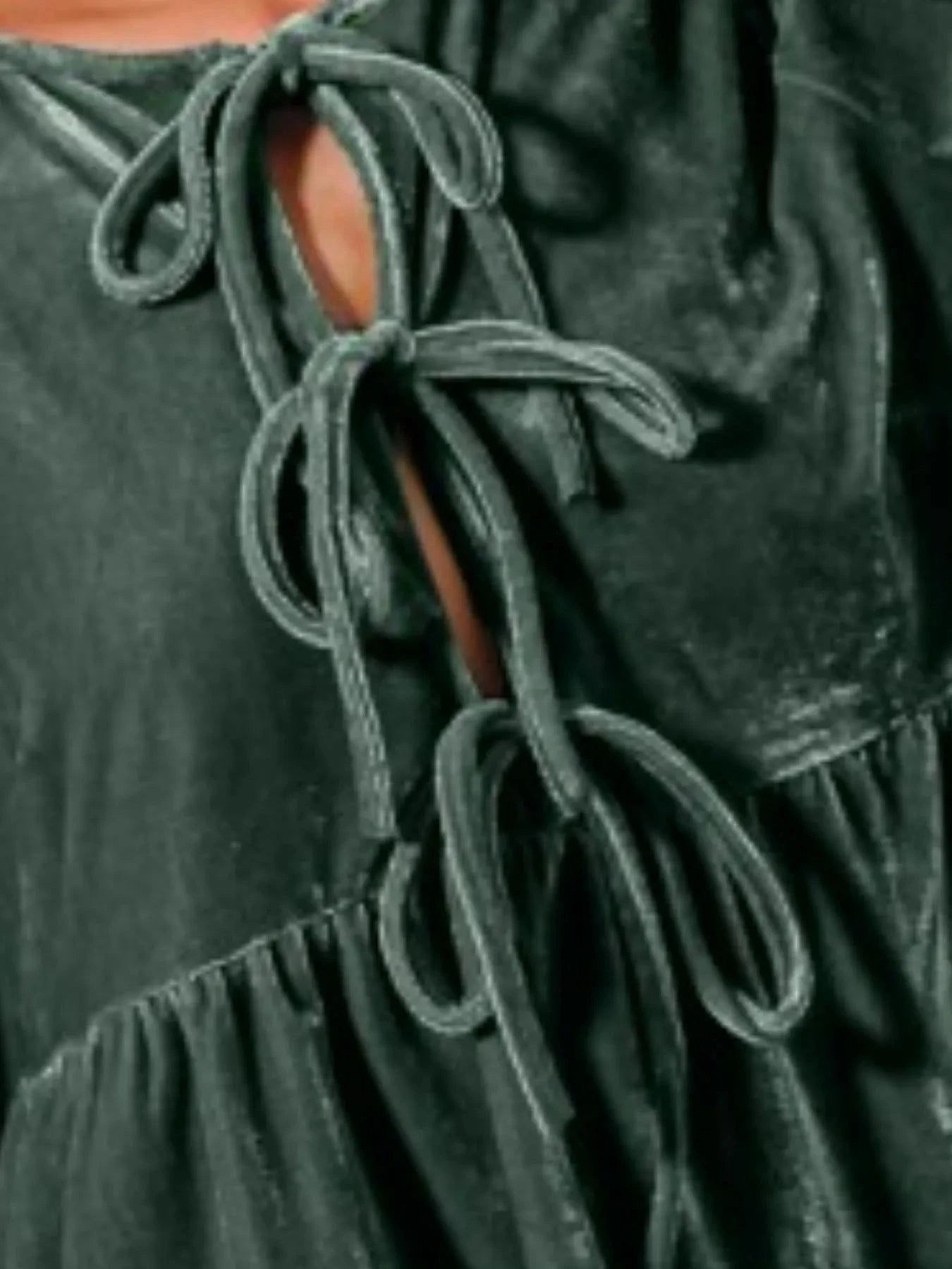 SO ME Spaghetti Strap Front Tie Velvet Holiday Blouse