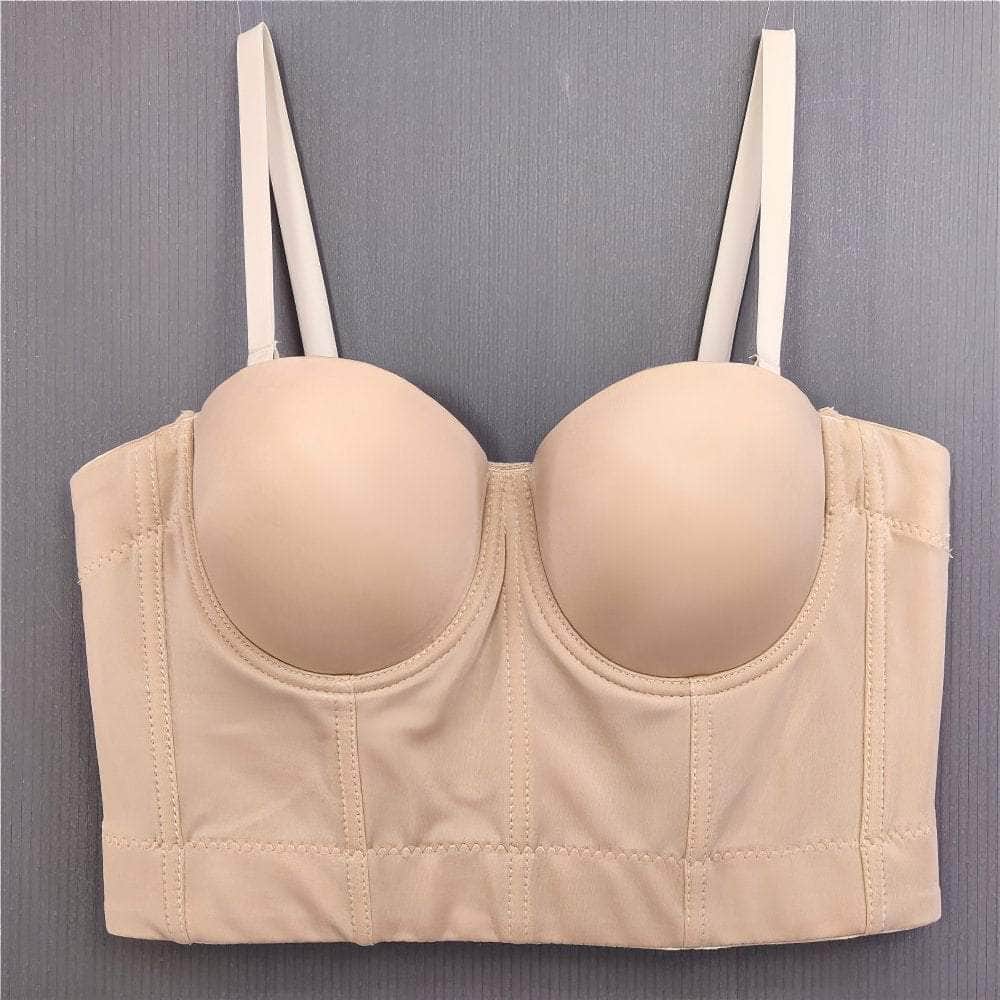 Solid Color Bustier Cami Top Bralette S / Bisque