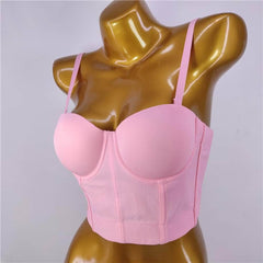 Solid Color Bustier Cami Top Bralette S / Pink